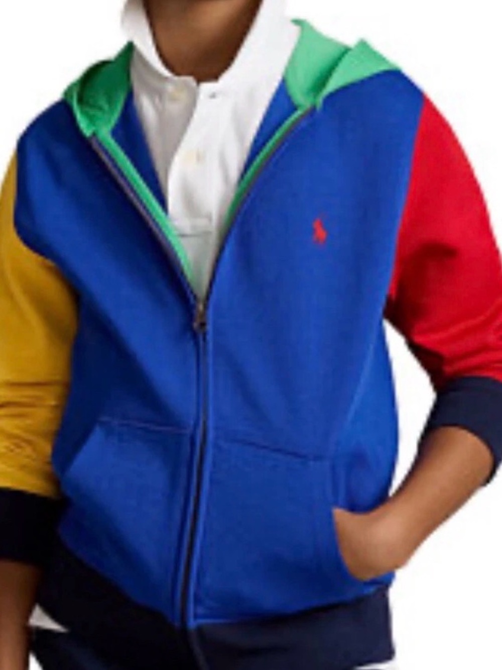 Ralph Lauren Boys' Colorblock Zip Hoodie in Blue, Red, Yellow